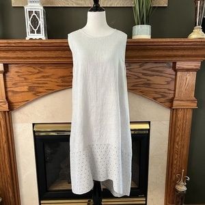 Terzo‎ Millennio Light Gray Linen Eyelet High Low Dress Sz. M NWOT